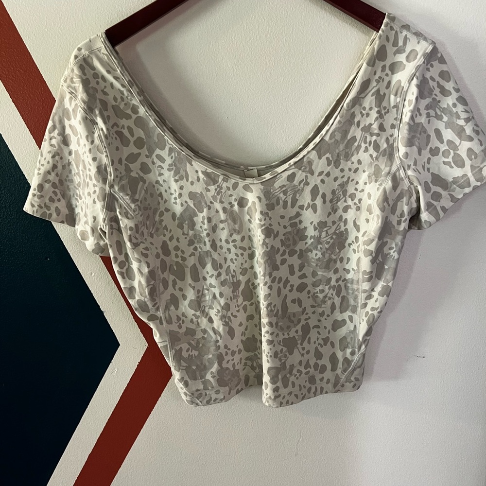 lululemon athletica Grey & White Cheetah Camo Print Align Crop Top